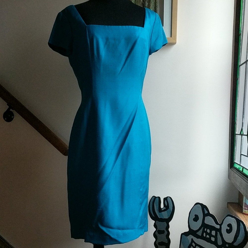 Gillian Turquoise Dress 100% Silk  Size 6